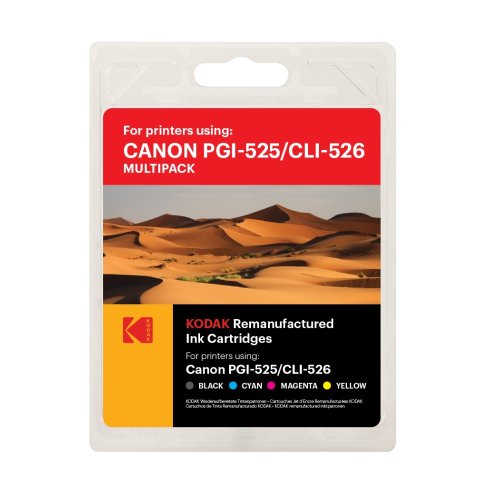Rabatpakke! Canon PGI-525 pgbk + CLI-526 bk/c/m/y blækpatron 5 stk. KODAK milj?venligt alternativ